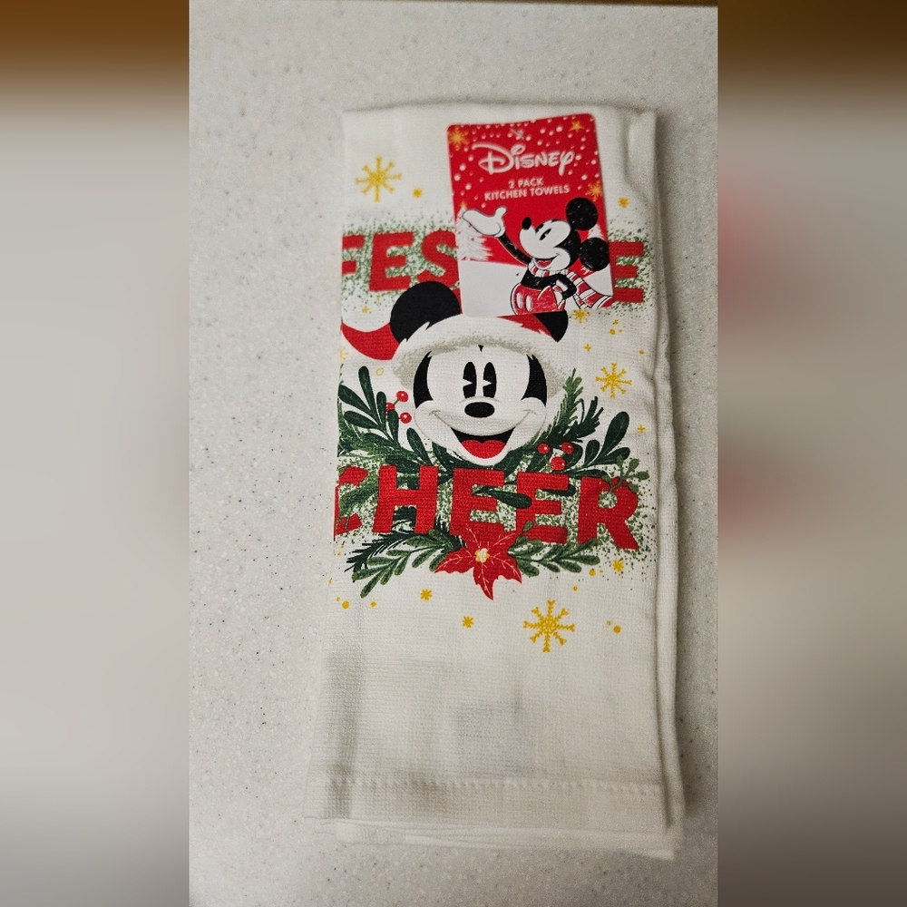Best Brands Disney Festive Cheer Mickey & Minnie Kitchen Towels, 2 piece set